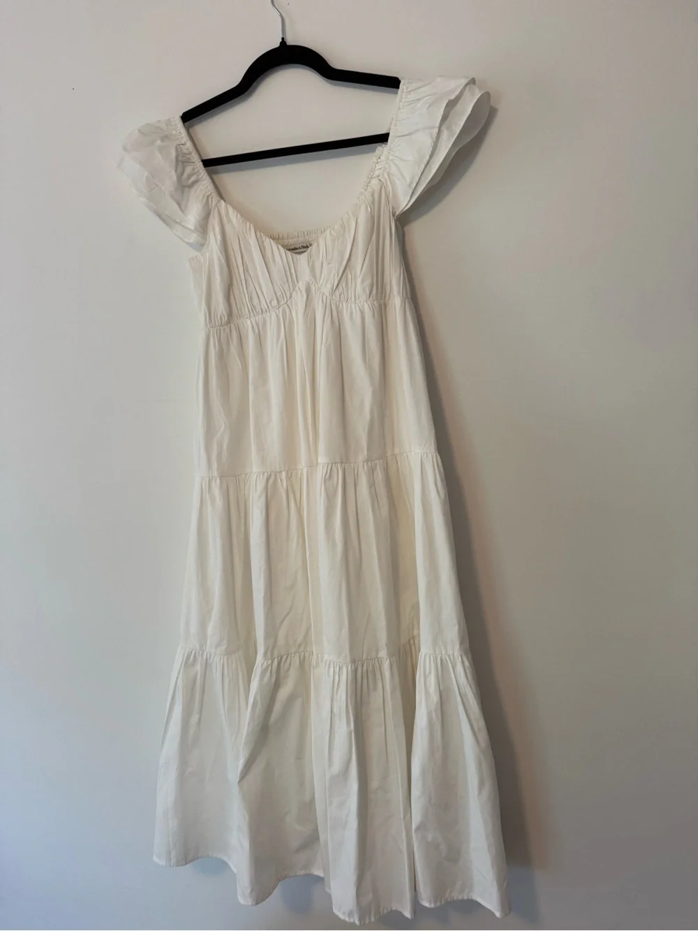 Abercrombie & Fitch White Tiered Maxi Dress with Ruffled Straps XS